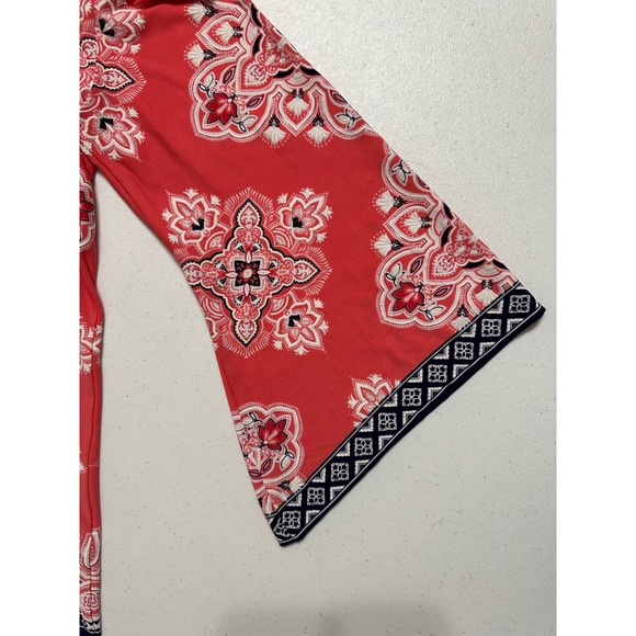 Sandra Darren Shift Dress Coral Blue Paisley Print 3/4‎ Sleeve Knee Length Sz 12 - Picture 6 of 8